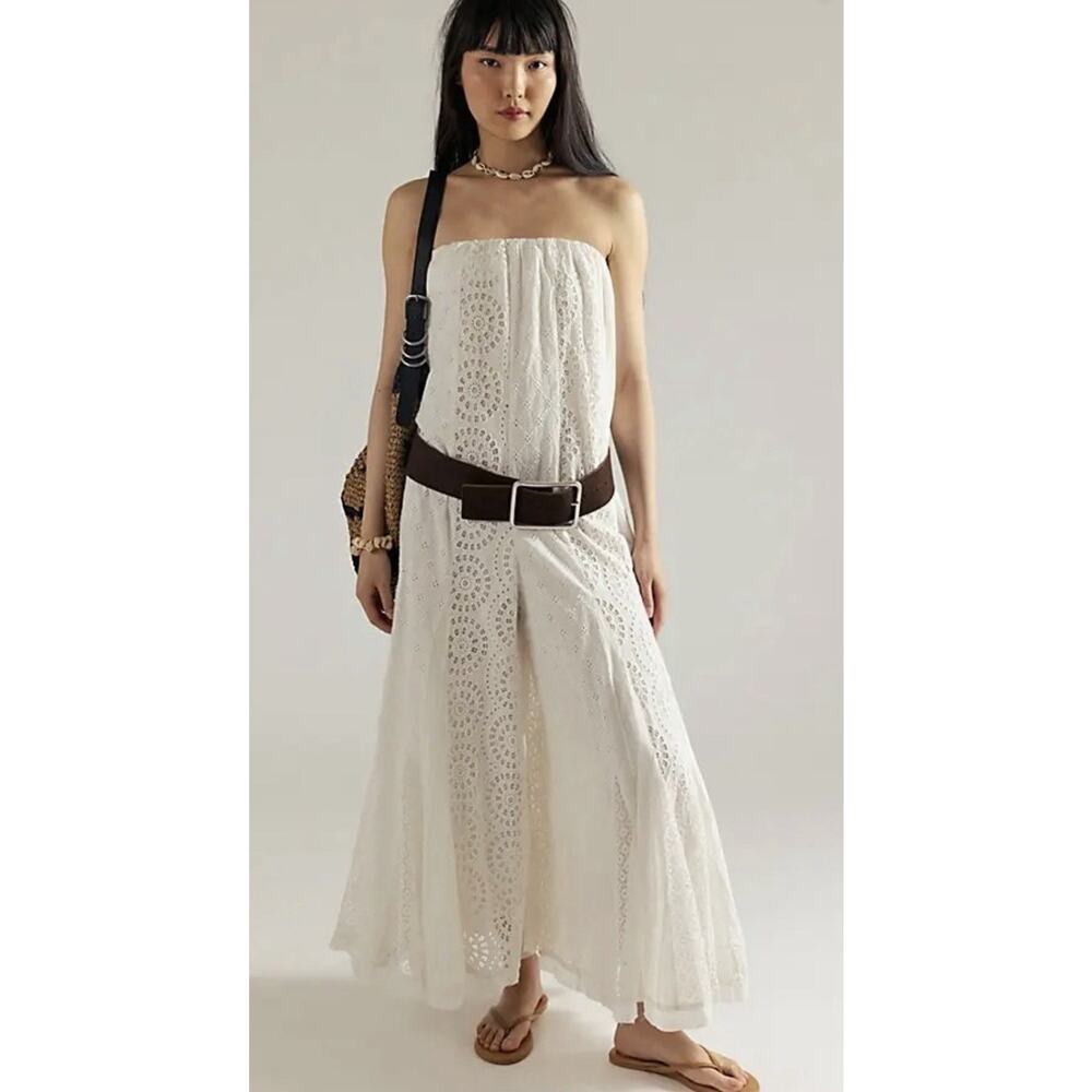 Free People Midnight Cruiser One-Piece Jumpsuit White Eyelets Lined Size XS - Picture 16 of 16